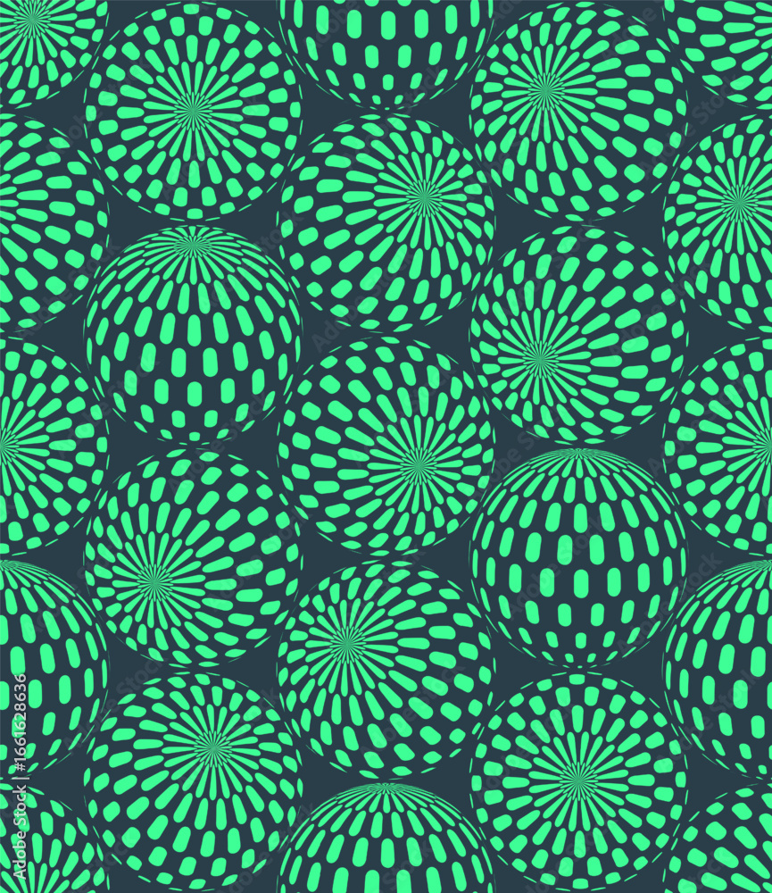 Poster dash halftone patterned 3d balls in different positions psychedelic art style seamless vector vibran
