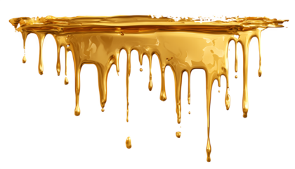 Gold paint stain dripping with a shiny, metallic effect
