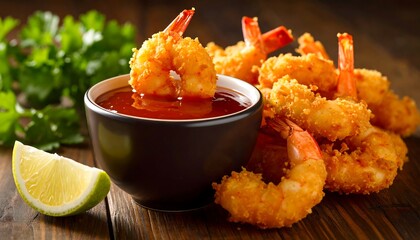 Crispy fried shrimp with spicy sauce