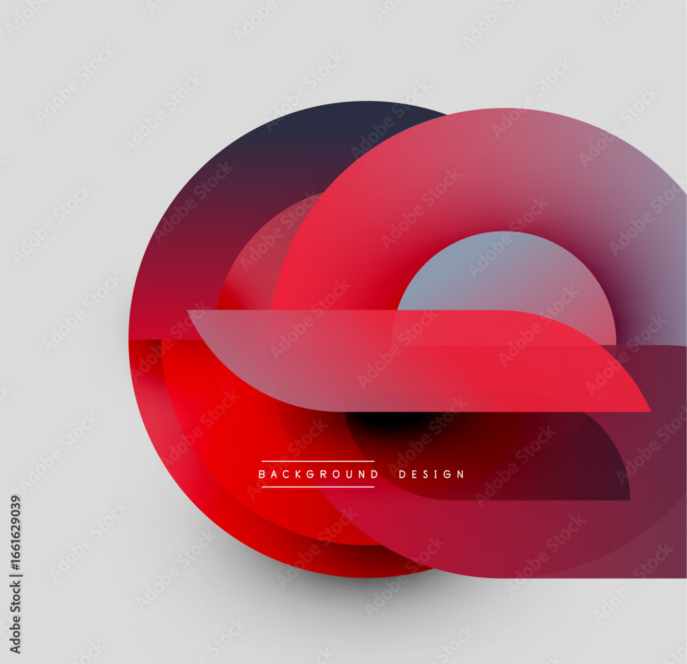Poster abstract red design features overlapping circular shapes. gradient shades create depth, modern aesth