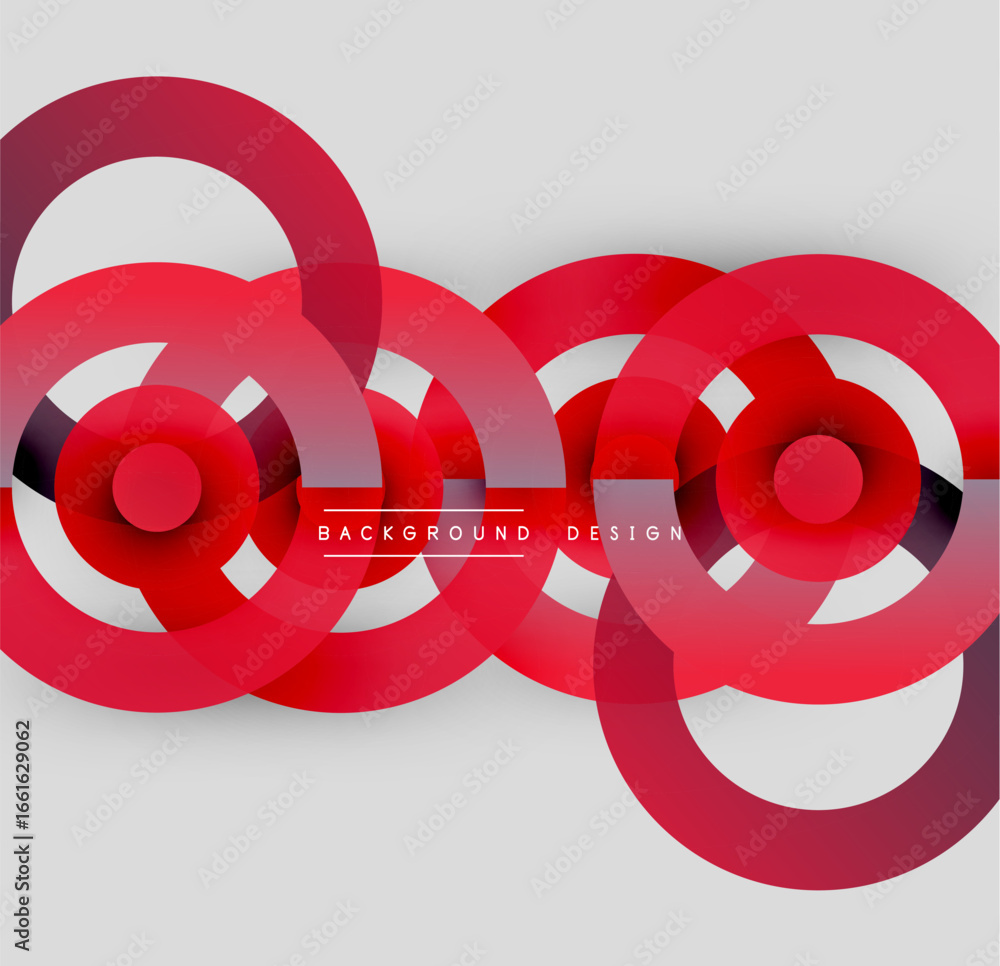 Poster abstract red circles overlap gray background. modern design features layered shapes, creating dynami