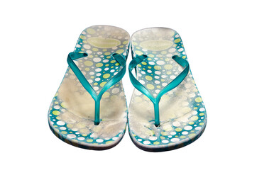 pair of blue flip flops