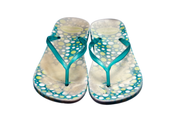 pair of blue flip flops