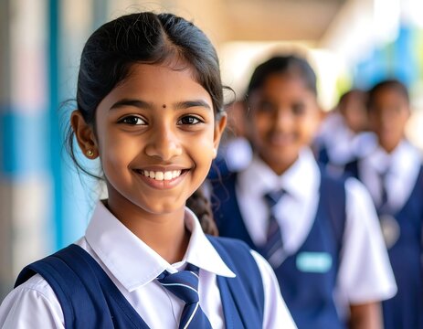 Smiling schoolgirl in uniform - Powered by Adobe