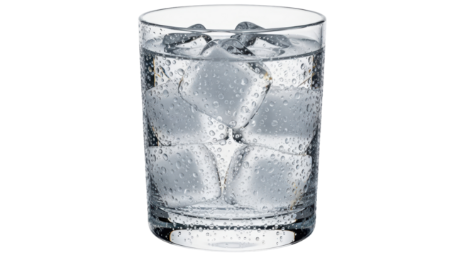 Isolated Glass of Water with Ice