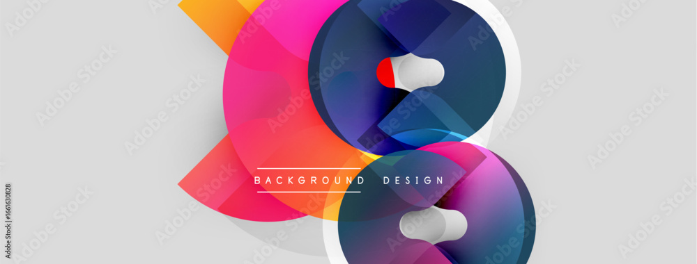 Poster abstract colorful shapes overlap, creating dynamic composition. modern design elements suggest innov
