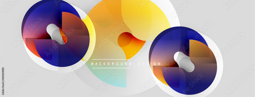 Poster abstract circles, vibrant colors, modern design. overlapping shapes create dynamic visual effect. li