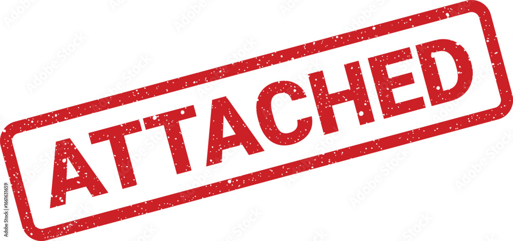 Poster red attached rubber stamp impression with grainy texture for document approval and validation