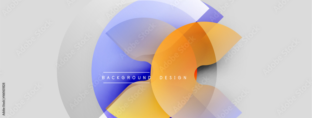 Poster abstract design features overlapping circles, gradients. light colors dominate, creating modern visu