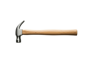 Hammer&rsquo;s Precision: A close-up view of a single, pristine claw hammer, the wooden handle exuding warmth against the cool steel head.