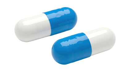 Isolated Blue and White Capsules