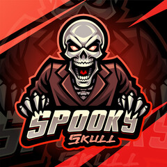 Spooky skull esport mascot logo design
