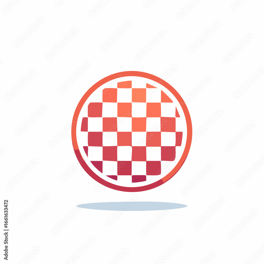 Aufkleber abstract globe with red checkered design inside circle vector illustration