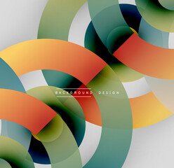 Obraz premium Abstract circles overlap, creating vibrant color gradients. Modern design with smooth transitions, dynamic composition.