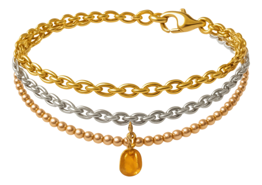 Layered anklet with mixed metal strands for eclectic fashion