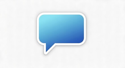 Fototapeta premium Gradient Blue Speech Bubble with White Outline on a Soft White Background