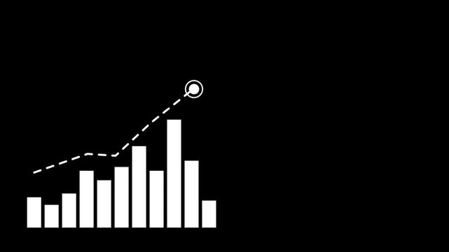 business growth arrow and graph chart, Business line arrow.Abstract business graph icon, black background video.