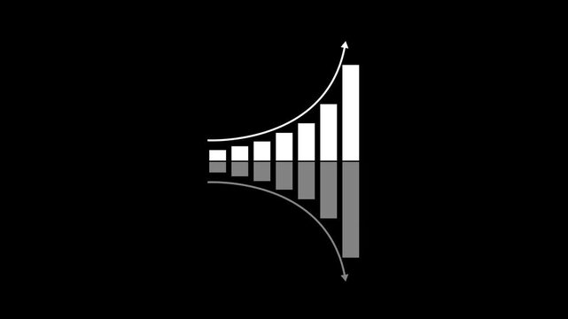 Abstract business growth and graph chart icon animation background. Business graph chart with growing business concept. Arrow Rising On Graph .4k video