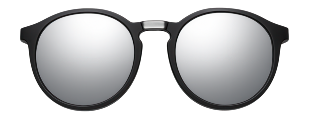Magnetic sunglass overlay with mirrored polycarbonate lens for round frames