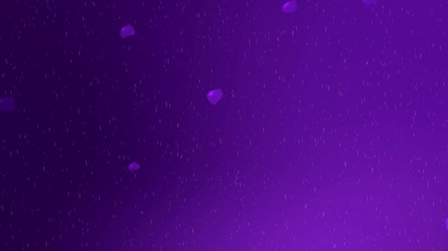 Abstract purple rain drop background with soft falling water effect