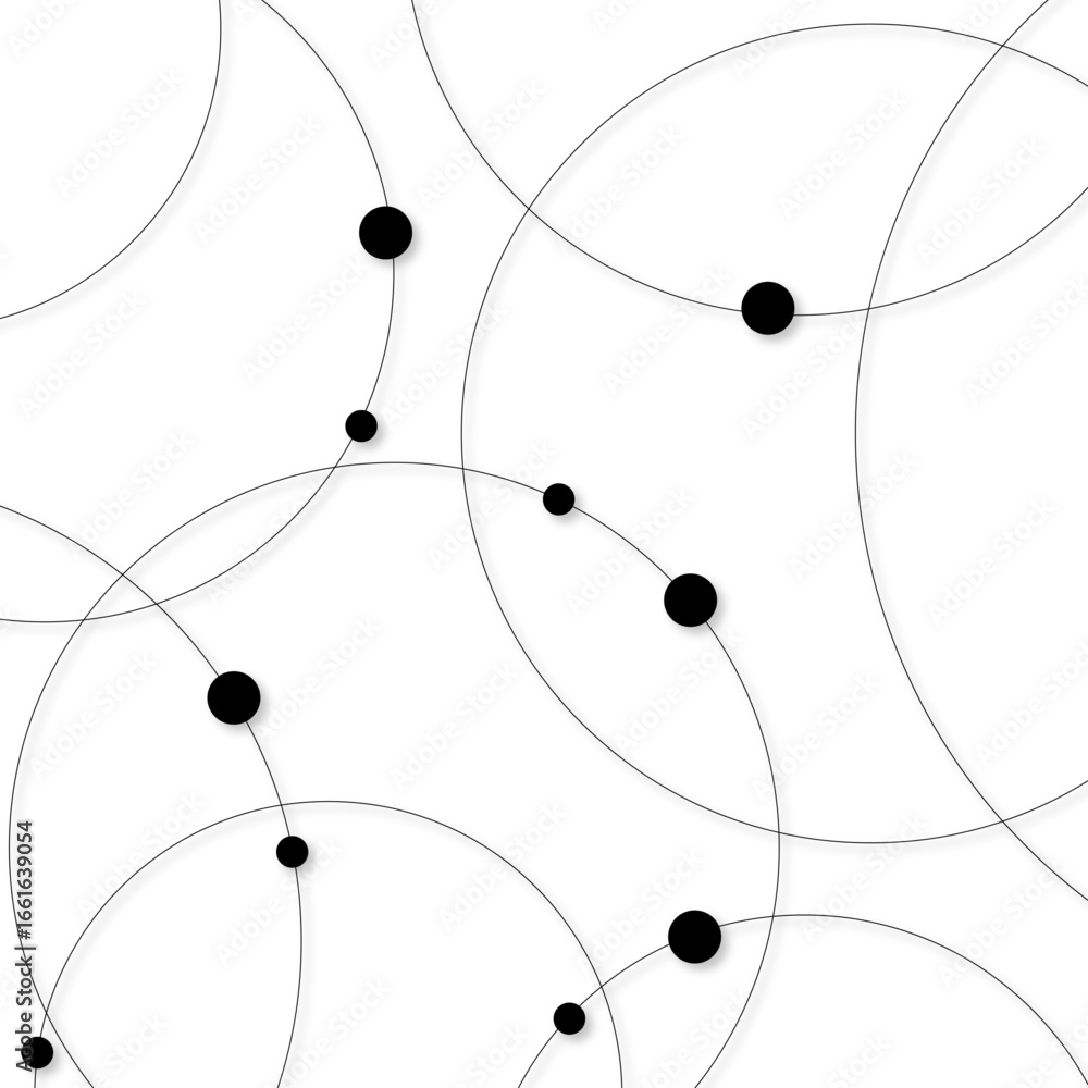 Poster seamless abstract background with circles and dots at their intersection.