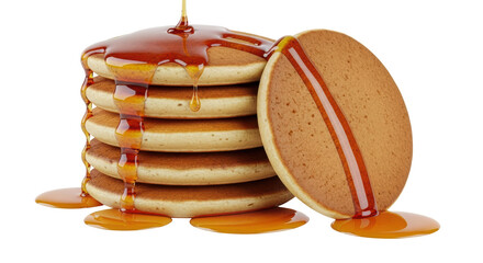Isolated Stack of Pancakes with Maple Syrup Drizzled