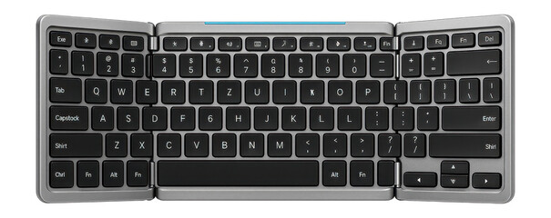 Folding keyboard with tri-fold design and scissor-switch keys for compact tablet setups