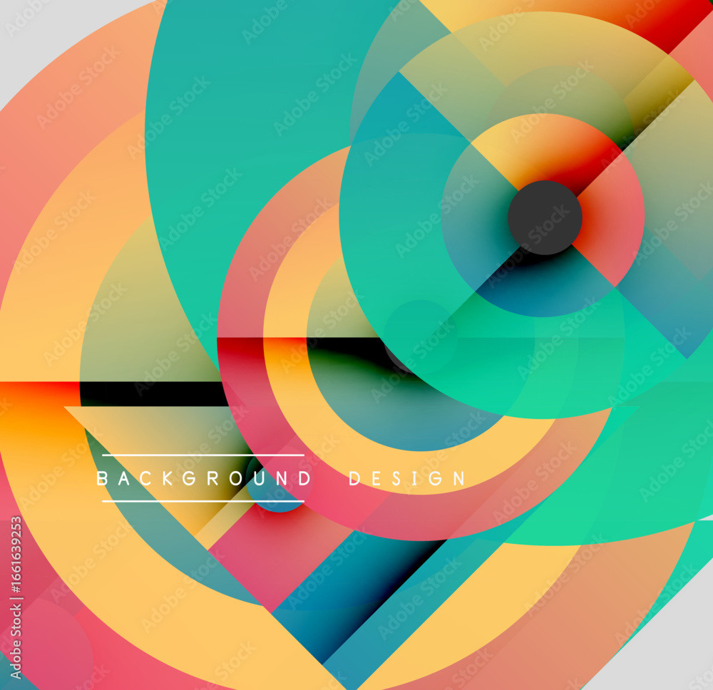 Aufkleber abstract colorful circles overlap creating dynamic visual effect. modern design elements suggest ene
