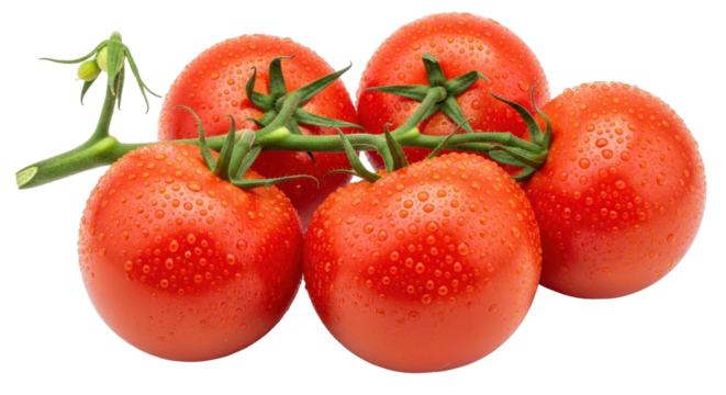 Isolated Bunch of Fresh Tomatoes on the Vine