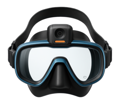 Diving mask with integrated HD camera and adjustable head straps