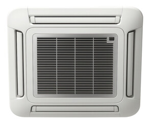 Fototapeta premium Ceiling cassette air conditioner with square grille and infrared remote receiver