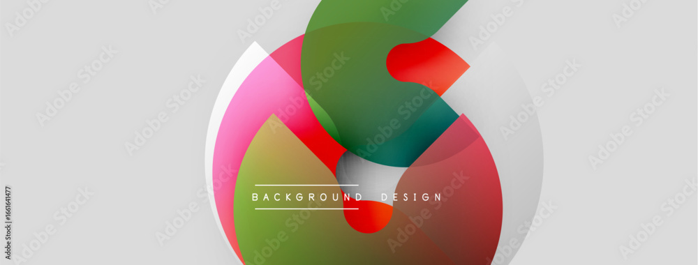 Poster abstract shapes overlap, creating vibrant color composition. minimalist design with text element bel