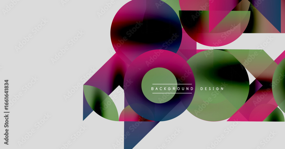 Poster abstract colorful shapes overlap, creating dynamic composition. modern design with gradients, vibran