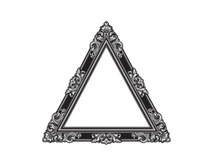 A vintage frame shaped like a black triangle. Vector design