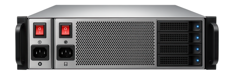 Local network server with dual power supplies and rack-mount design for enterprise applications