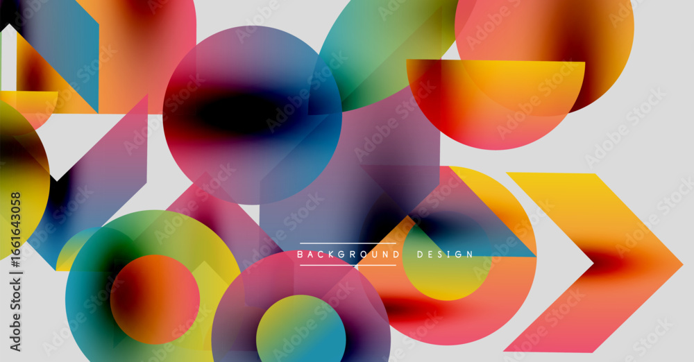 Poster abstract colorful circles overlap, creating vibrant visual texture. modern design elements suggest d