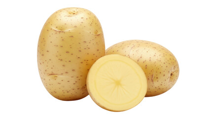 Isolated Potatoes Whole and Cutted