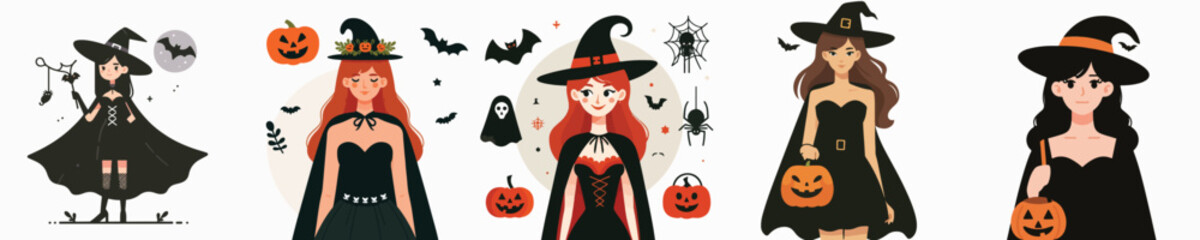 vector of woman in Halloween costume