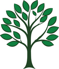 A stylized tree with leaf vector illustration