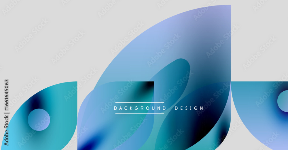Poster abstract fluid shapes, blue hues, modern design. gradient layers create depth, simple text overlay p