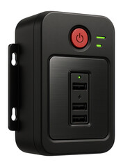 Mini UPS with USB charging ports and wall-mountable design