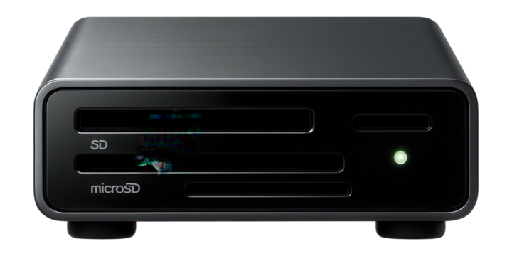 All-in-one card reader with multiple slots and LED indicator for various memory card types