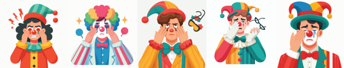 clown character vector with sore eyes