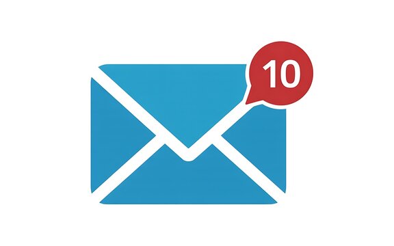 Blue envelope icon with unread message notification badge