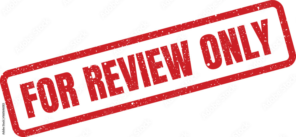 Poster red grunge rubber stamp with text for review only marked message