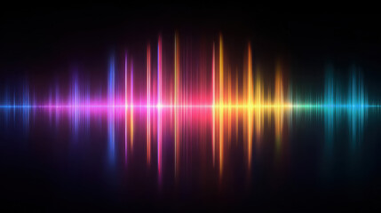 Vibrant Sound Waves Visualization in Neon Colors on Black Background