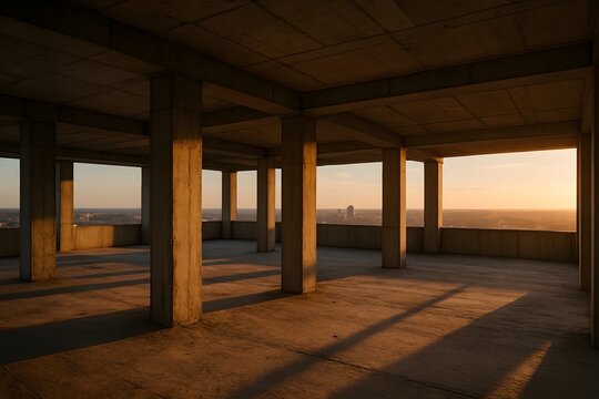 Pr&eacute;dio em constru&ccedil;&atilde;o exibindo os pilares de concreto. 