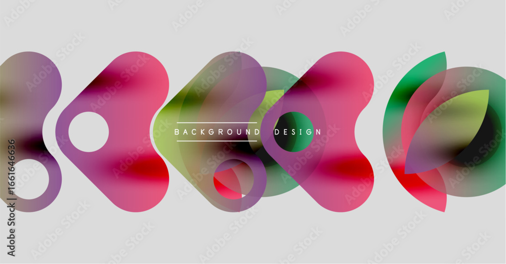 Poster abstract colorful shapes overlap, creating dynamic visual effect. modern design elements present flu
