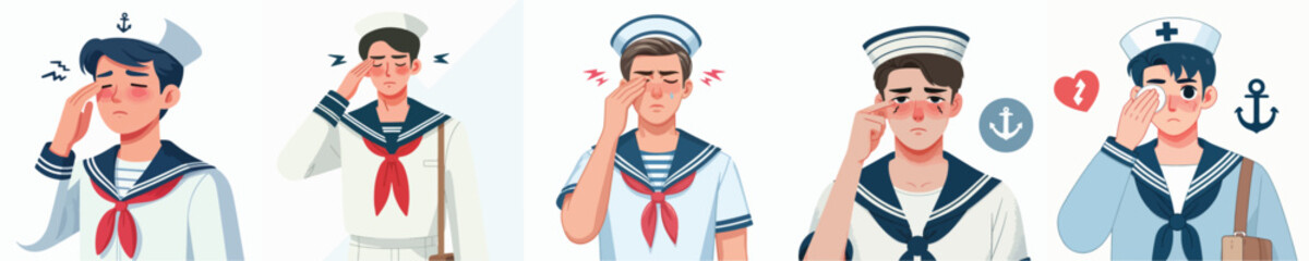 vector character sailor sore eyes