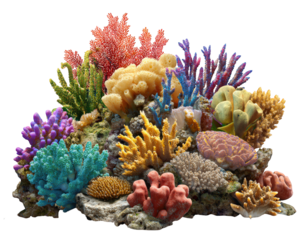 Colorful coral reef marine underwater ocean tropical aquatic vibrant nature sea life create lively underwater scene with various coral species and textures